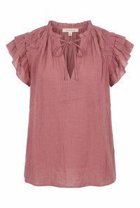 Ruffle Sleeve Tie Front Top - Chandeliers Boutique ny
