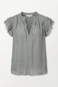 Ruffle Sleeve Tie Front Top - Chandeliers Boutique ny
