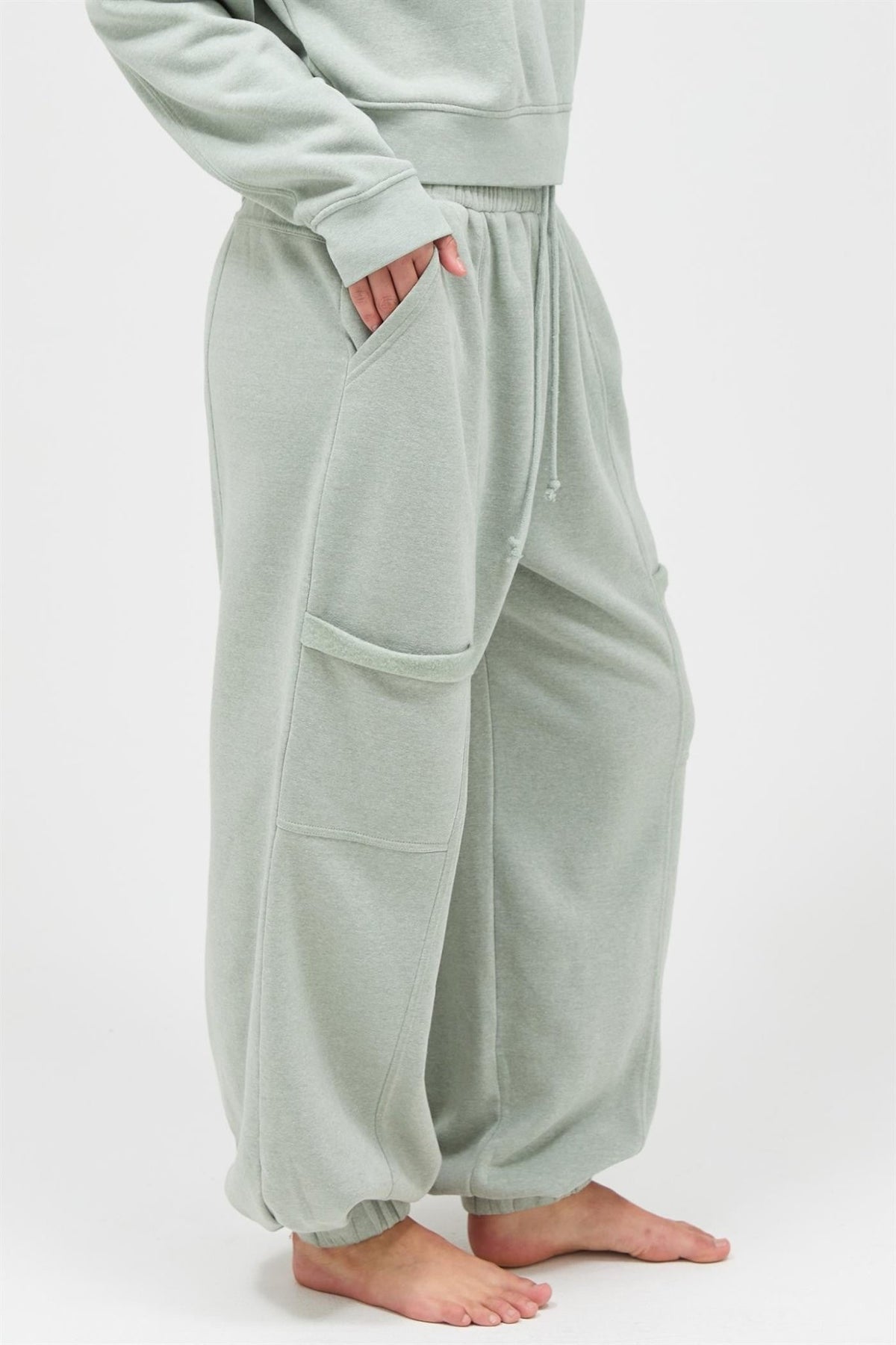 Ruffle Waist Burnout Jogger Pants - Chandeliers Boutique ny