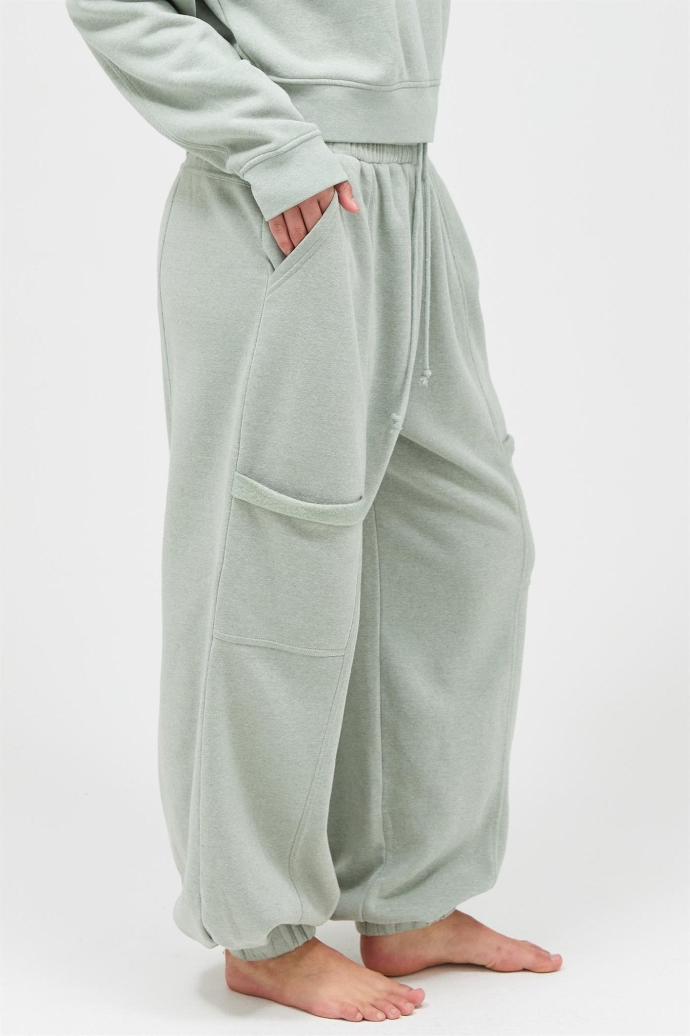 Ruffle Waist Burnout Jogger Pants - Chandeliers Boutique ny