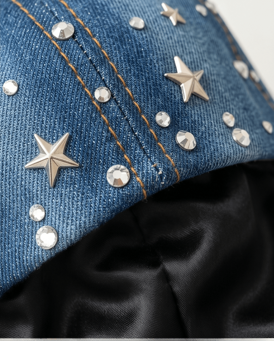 Satin Lined Studded Hat - Chandeliers Boutique ny