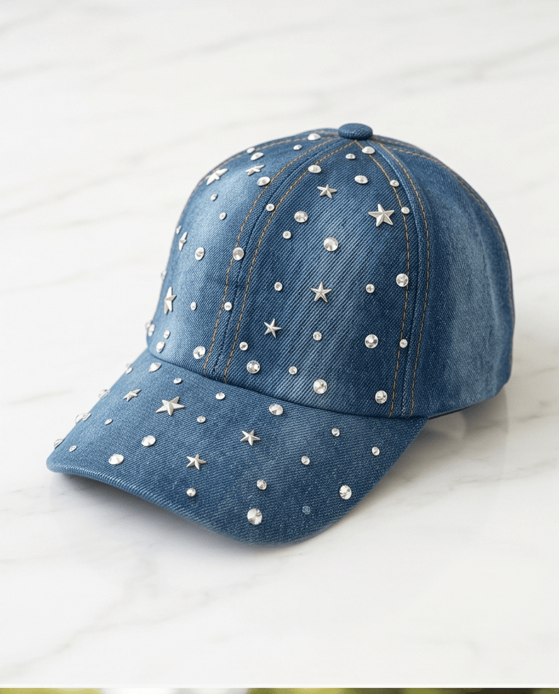 Satin Lined Studded Hat - Chandeliers Boutique ny