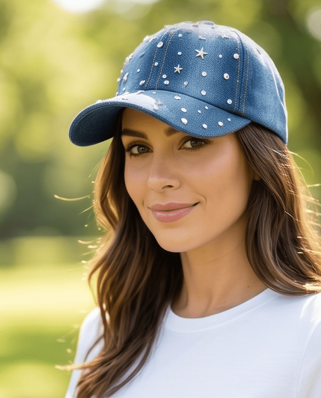 Satin Lined Studded Hat - Chandeliers Boutique ny