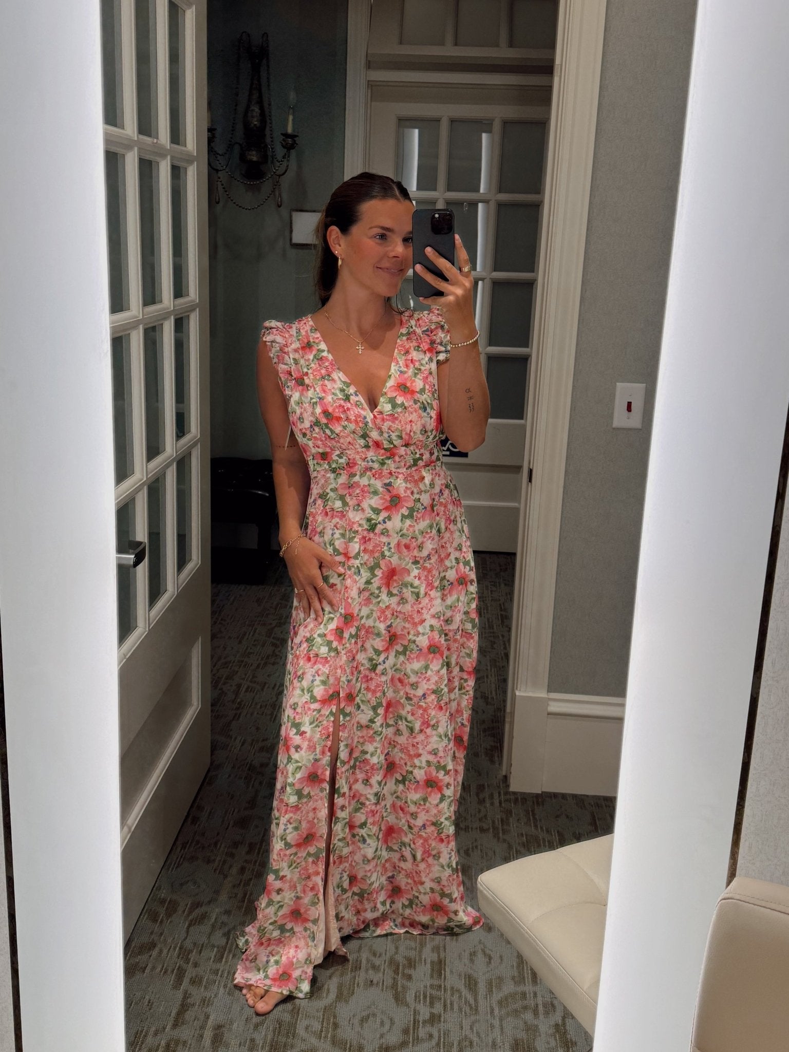 Send Love Plunging Tuck Maxi Dress - Chandeliers Boutique ny