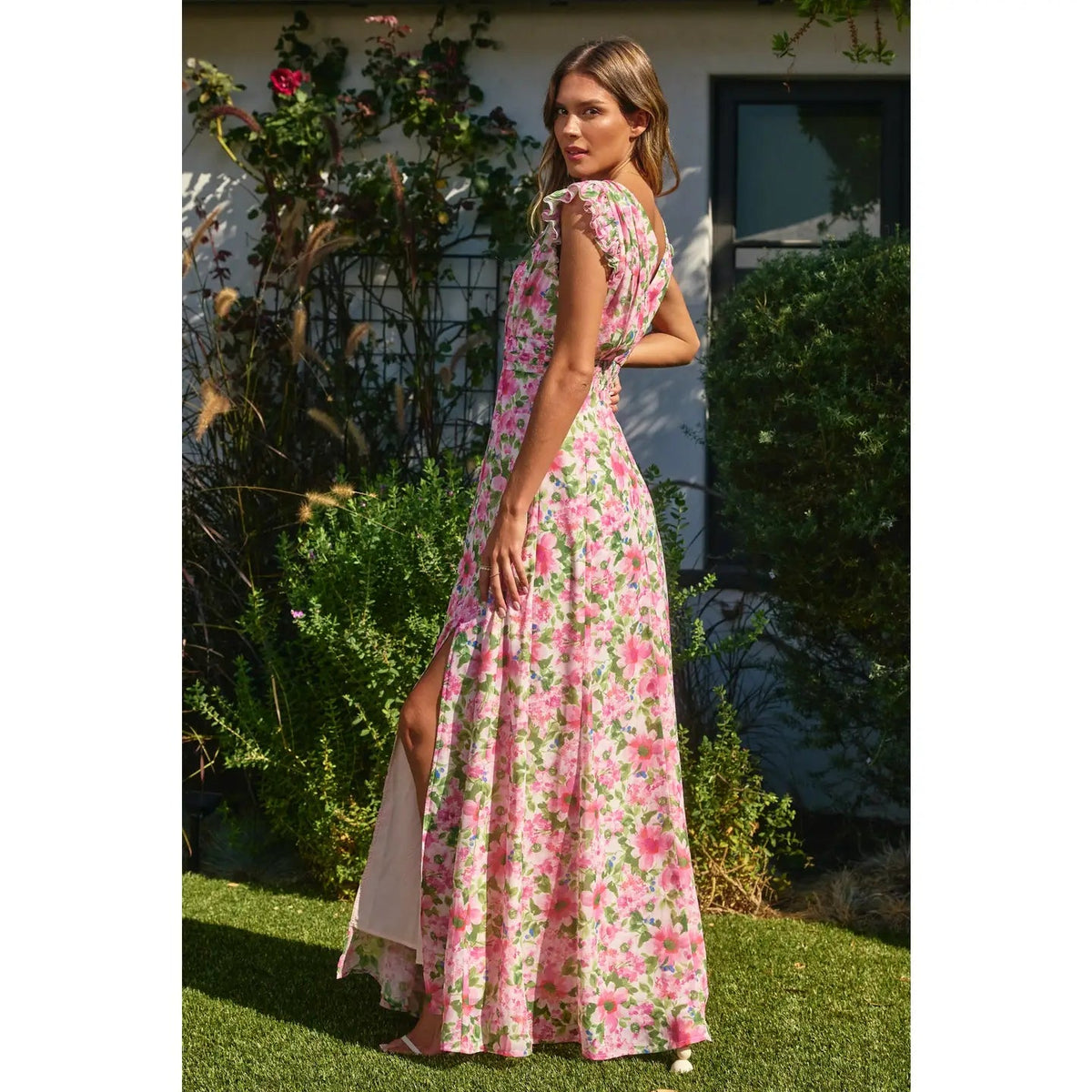 Send Love Plunging Tuck Maxi Dress - Chandeliers Boutique ny
