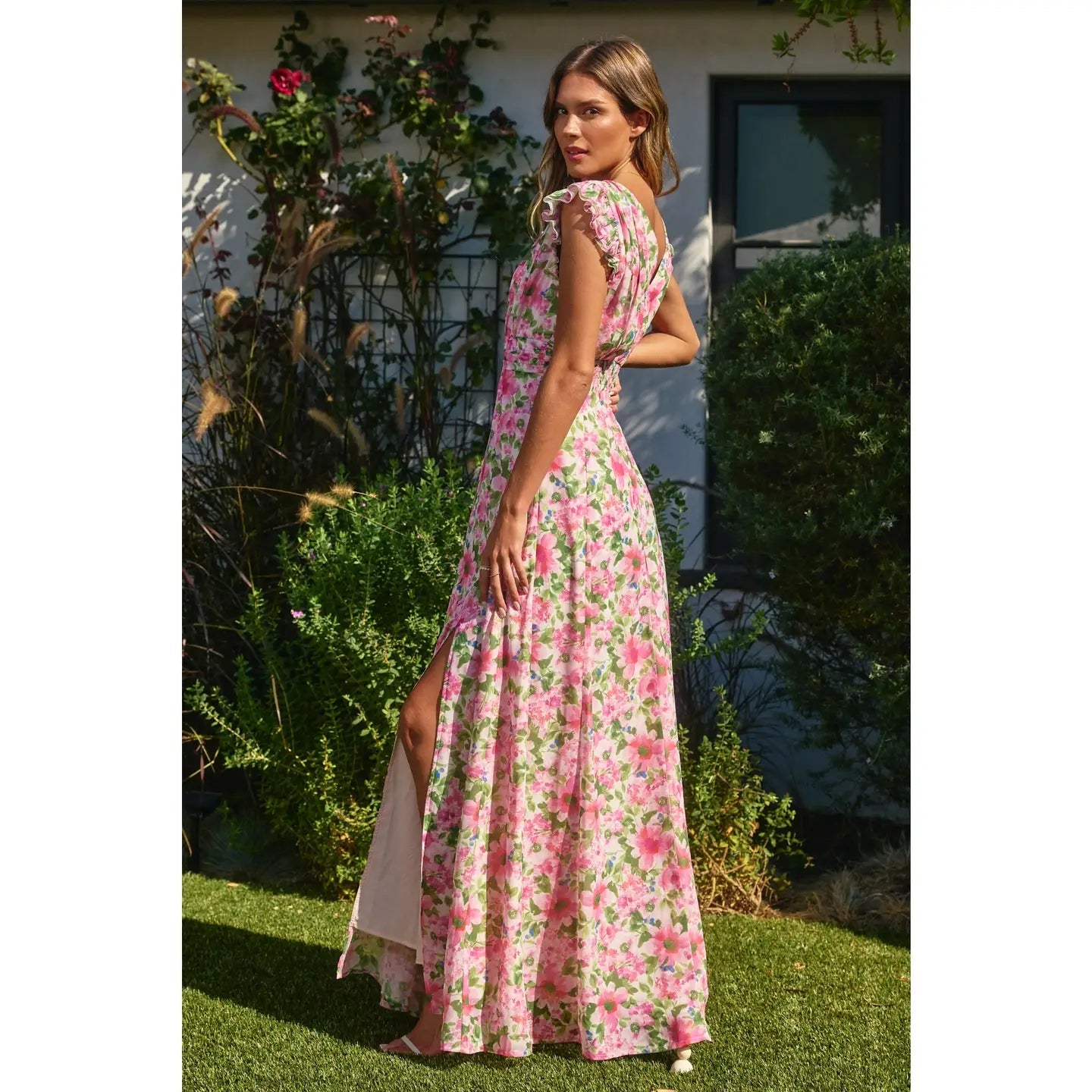 Send Love Plunging Tuck Maxi Dress - Chandeliers Boutique ny