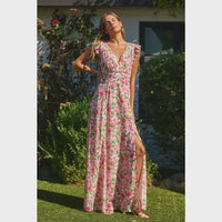 Send Love Plunging Tuck Maxi Dress - Chandeliers Boutique ny