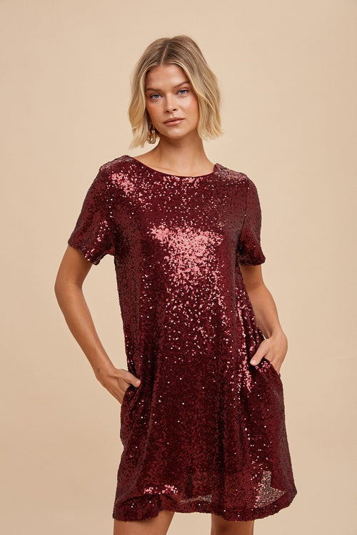 Sequin Mini Shift Dress - Chandeliers Boutique ny