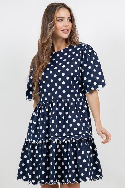 Short Sleeve Tiered Dress With Embroidery - Chandeliers Boutique ny