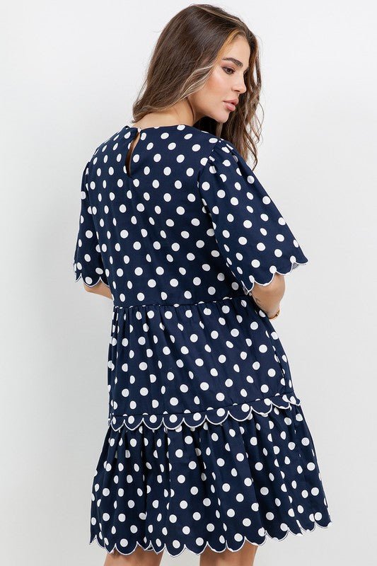 Short Sleeve Tiered Dress With Embroidery - Chandeliers Boutique ny