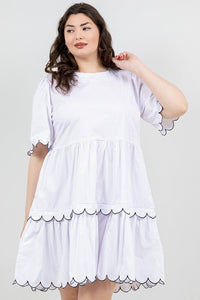Short Sleeve Tiered Dress With Embroidery - Chandeliers Boutique ny