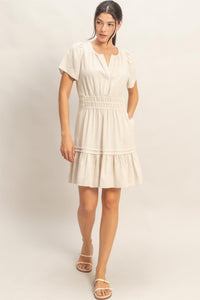 Short Sleeve Tuck Skirt Dress - Chandeliers Boutique ny