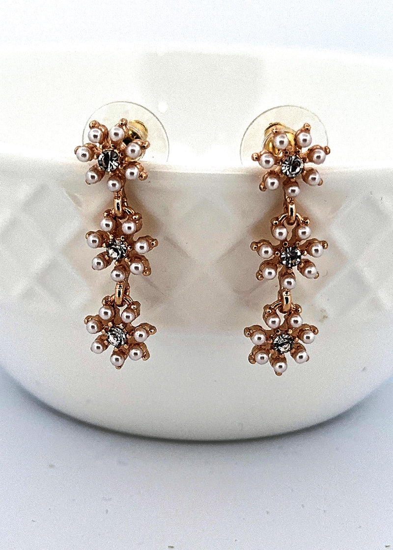 Triple Pearl Daisy Earring