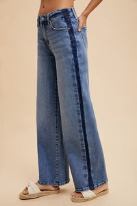 Side Stripe High - rise Straight Leg Jean - Chandeliers Boutique ny