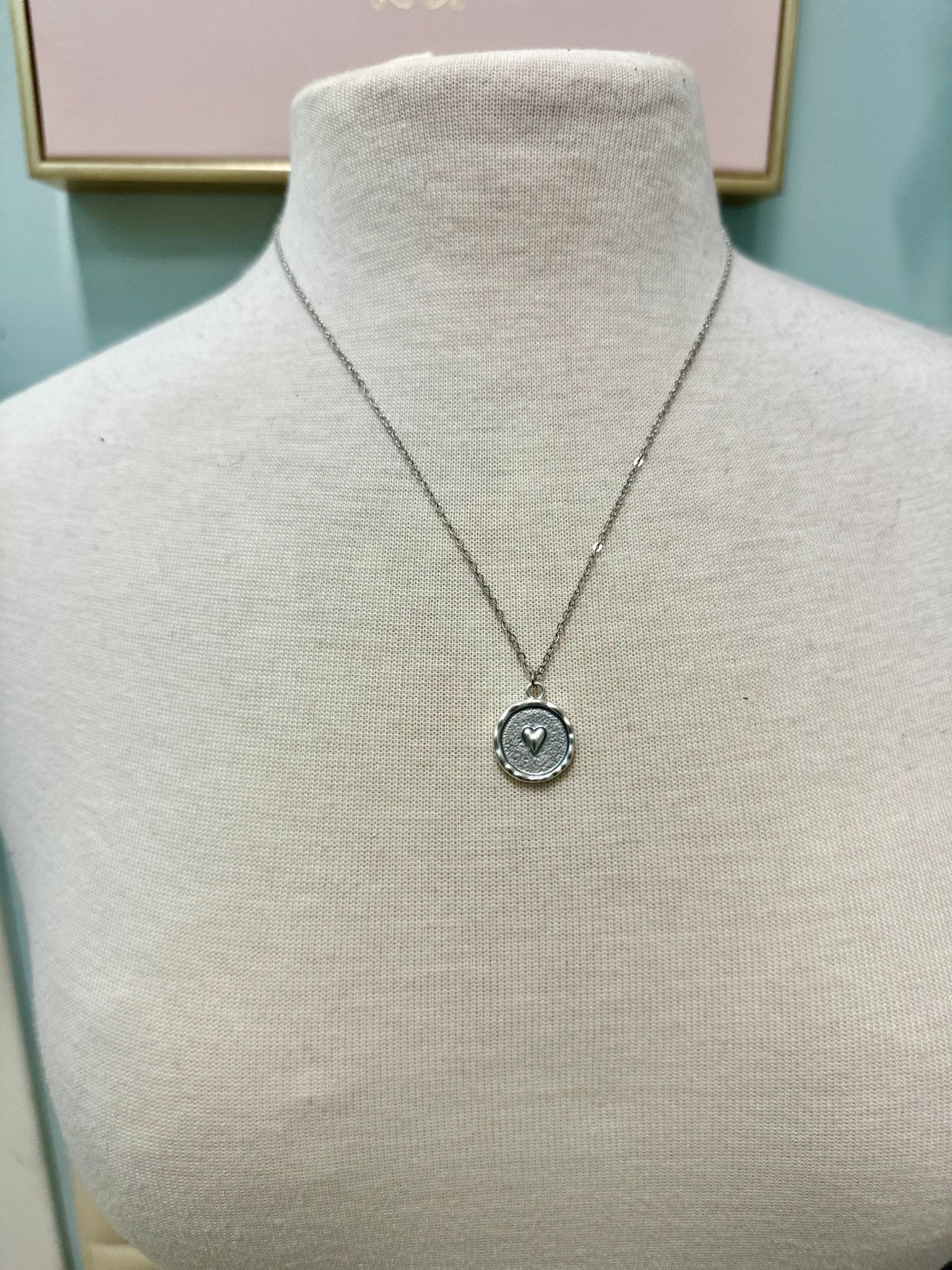 Silver Heart on enamel - Chandeliers Boutique ny