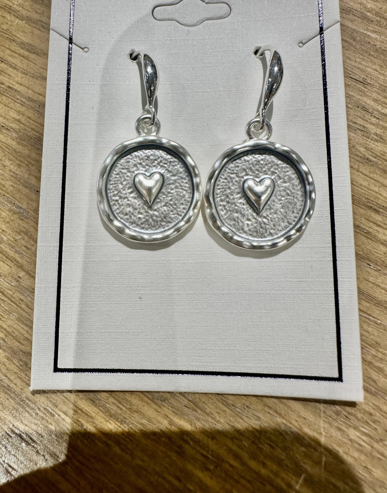 Silver Heart on enamel earring - Chandeliers Boutique ny