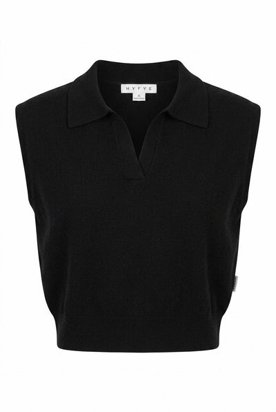 Sleeveless Collared Knit Top - Chandeliers Boutique ny