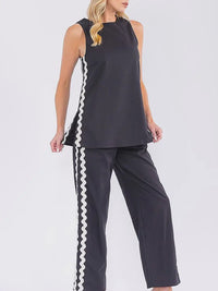 Sleeveless Top With Detail Trim - Chandeliers Boutique ny