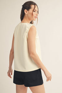 Smocked Edge Detail Casual Tank Top - Chandeliers Boutique ny