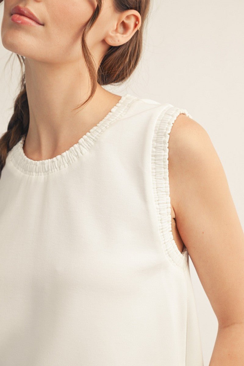 Smocked Edge Detail Casual Tank Top - Chandeliers Boutique ny