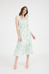 Smocked Sweetheart Ruffle Trim Midi Dress - Chandeliers Boutique ny