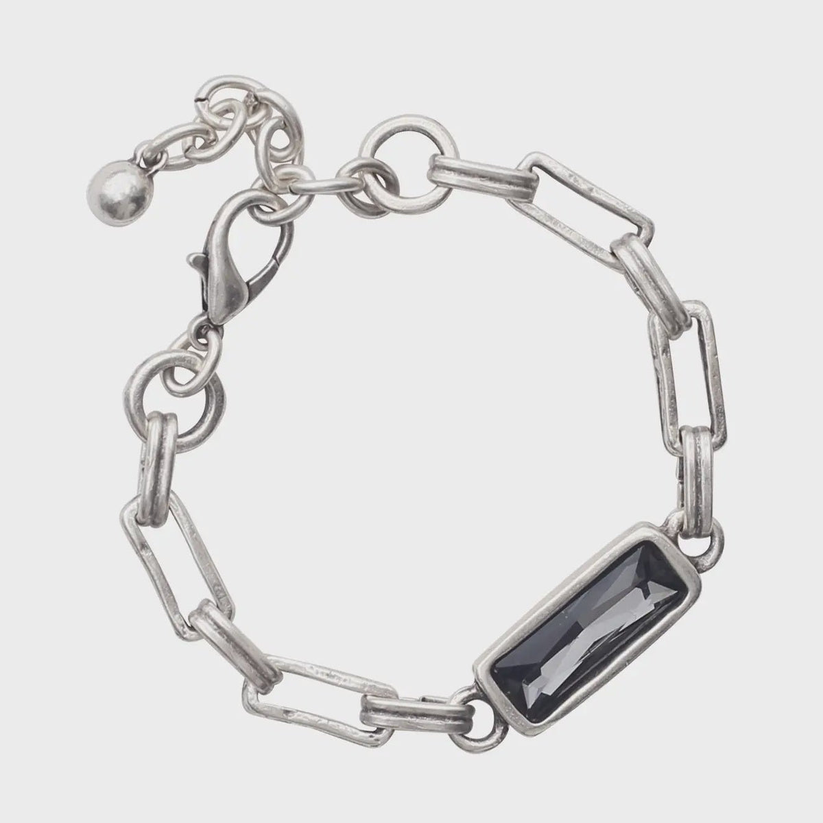 Smoky Crystal Pewter Link Bracelet - Chandeliers Boutique ny