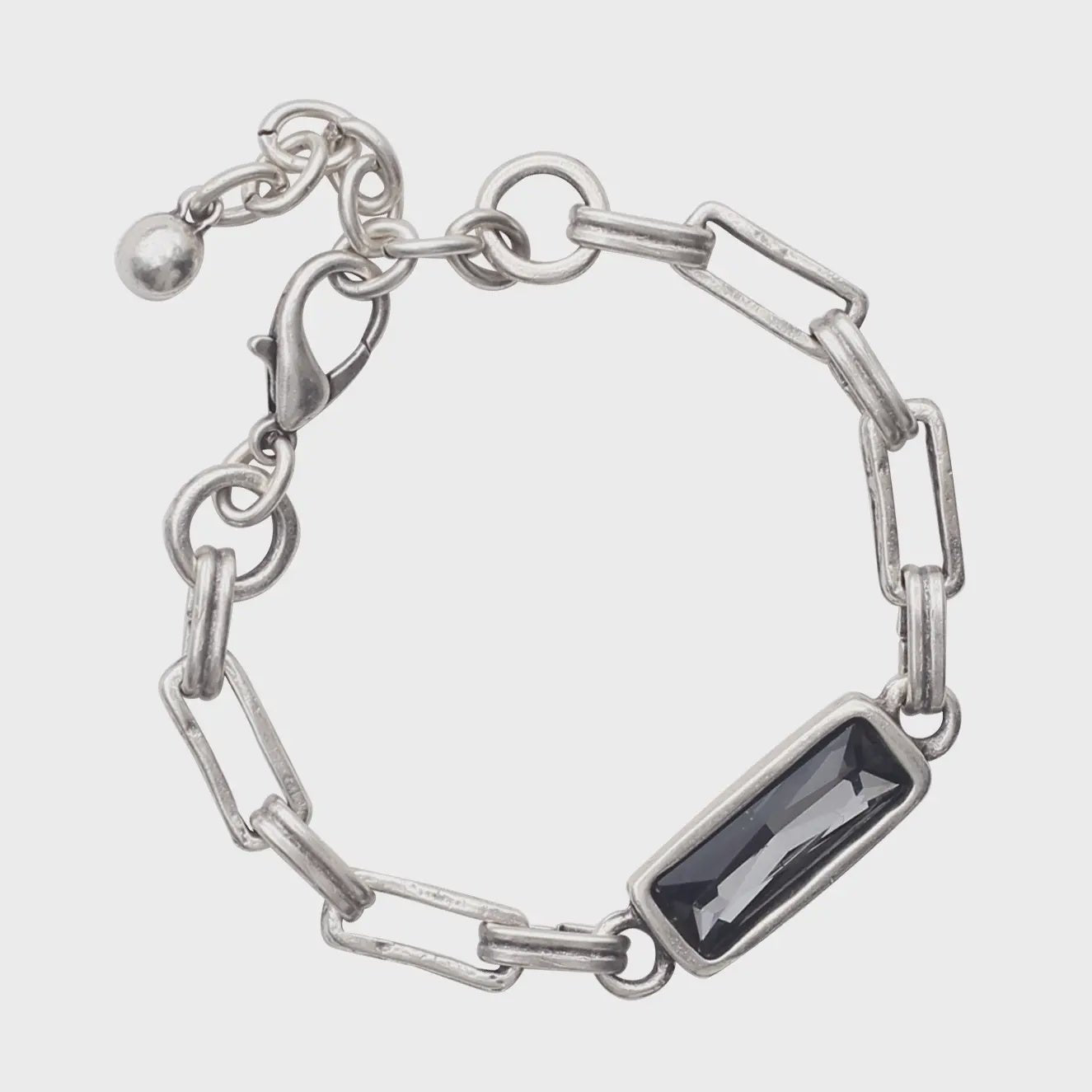 Smoky Crystal Pewter Link Bracelet - Chandeliers Boutique ny