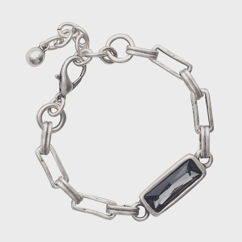 Smoky Crystal Pewter Link Bracelet - Chandeliers Boutique ny