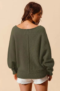 SO ME Loose Fit Exposed Seam Slouchy Boucle Sweater - Chandeliers Boutique ny