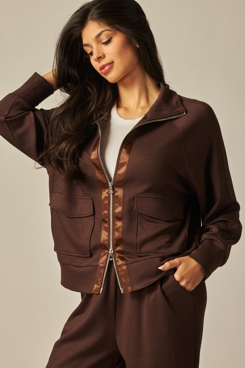 Soft Sateen Trim Zip Top - Chandeliers Boutique ny