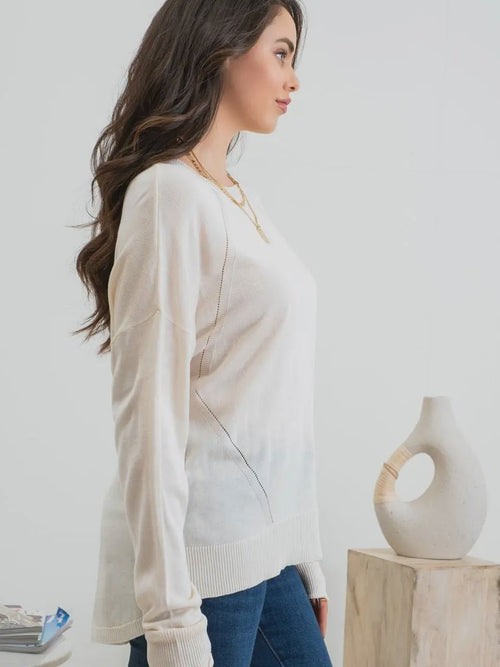 Solid Back Buttoned Pullover Sweater - Chandeliers Boutique ny