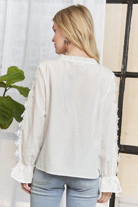 Solid Peasant Blouse Top - Chandeliers Boutique ny