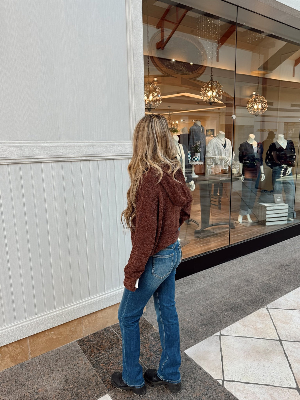 Solid Textured Cropped Hoodie Sweater - Chandeliers Boutique ny