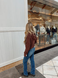 Solid Textured Cropped Hoodie Sweater - Chandeliers Boutique ny