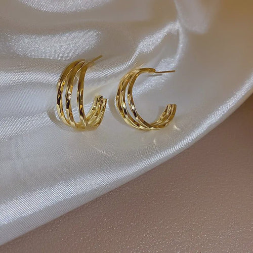 Solid Triple Silver Earring - Chandeliers Boutique ny