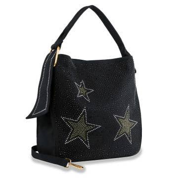 Sparkling Stars Denim Hobo Handbag - Chandeliers Boutique ny