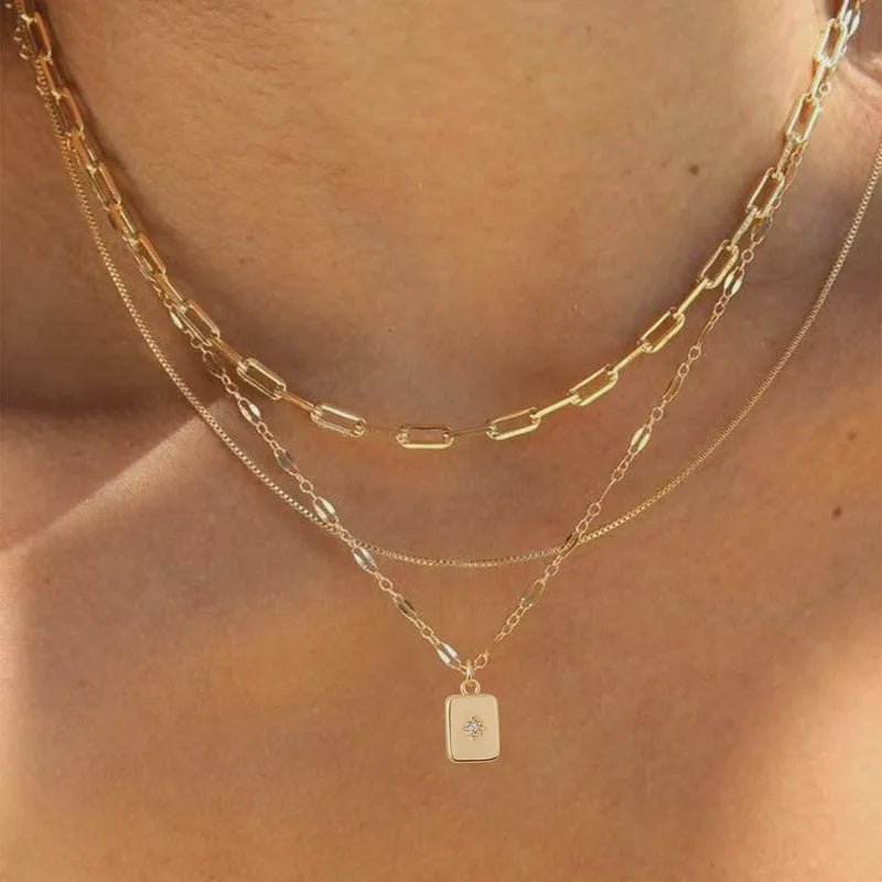 Star On Square Necklace - Chandeliers Boutique ny