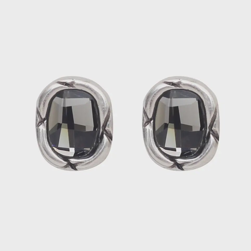 Statement Smoky Crystal Pewter Earrings - Chandeliers Boutique ny