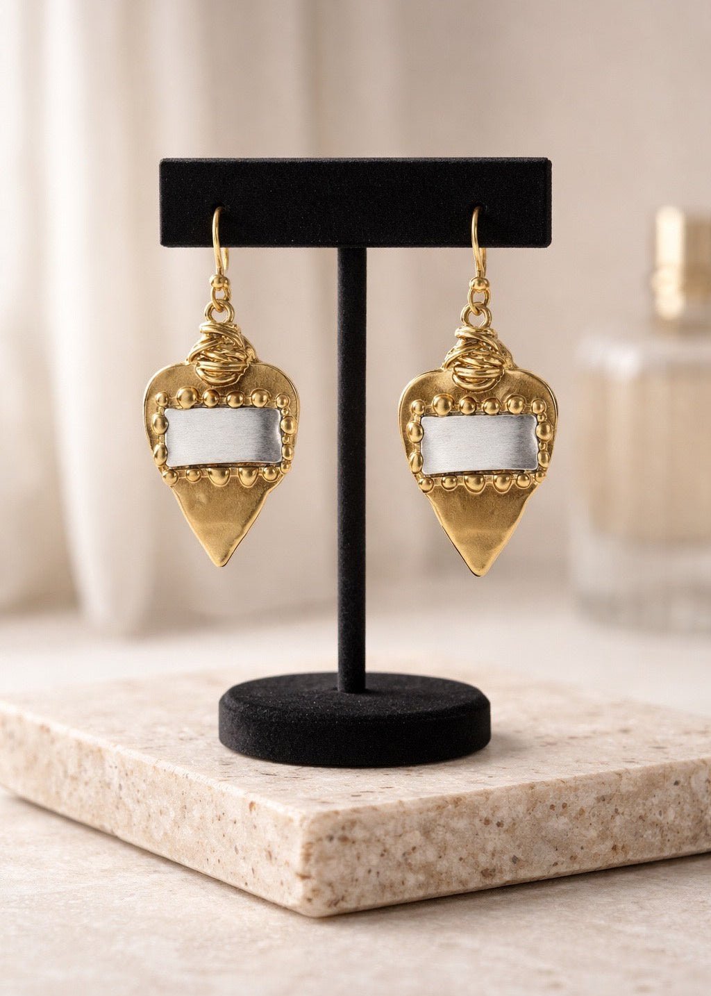 Stitched Heart Earring - Chandeliers Boutique ny