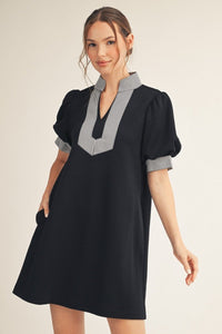 Stripe Accent Dress - Chandeliers Boutique ny