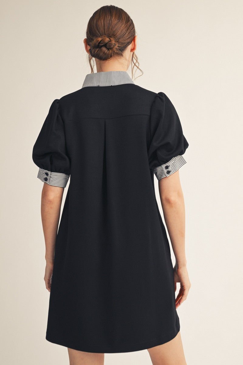 Stripe Accent Dress - Chandeliers Boutique ny