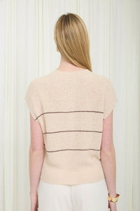 Stripe Lightweight Short Sleeve Knit Cardigan - Chandeliers Boutique ny