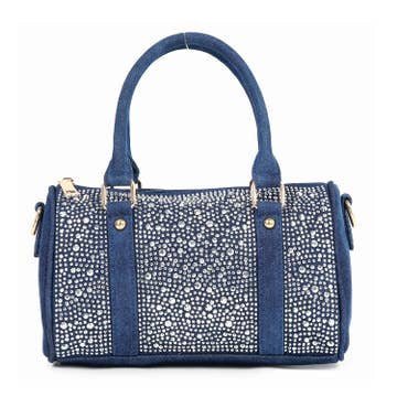Super Sparkling Petite Denim Satchel - Chandeliers Boutique ny