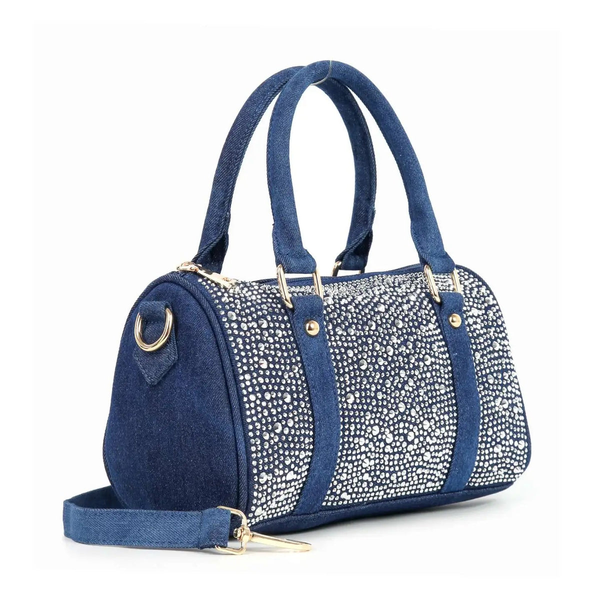 Super Sparkling Petite Denim Satchel - Chandeliers Boutique ny