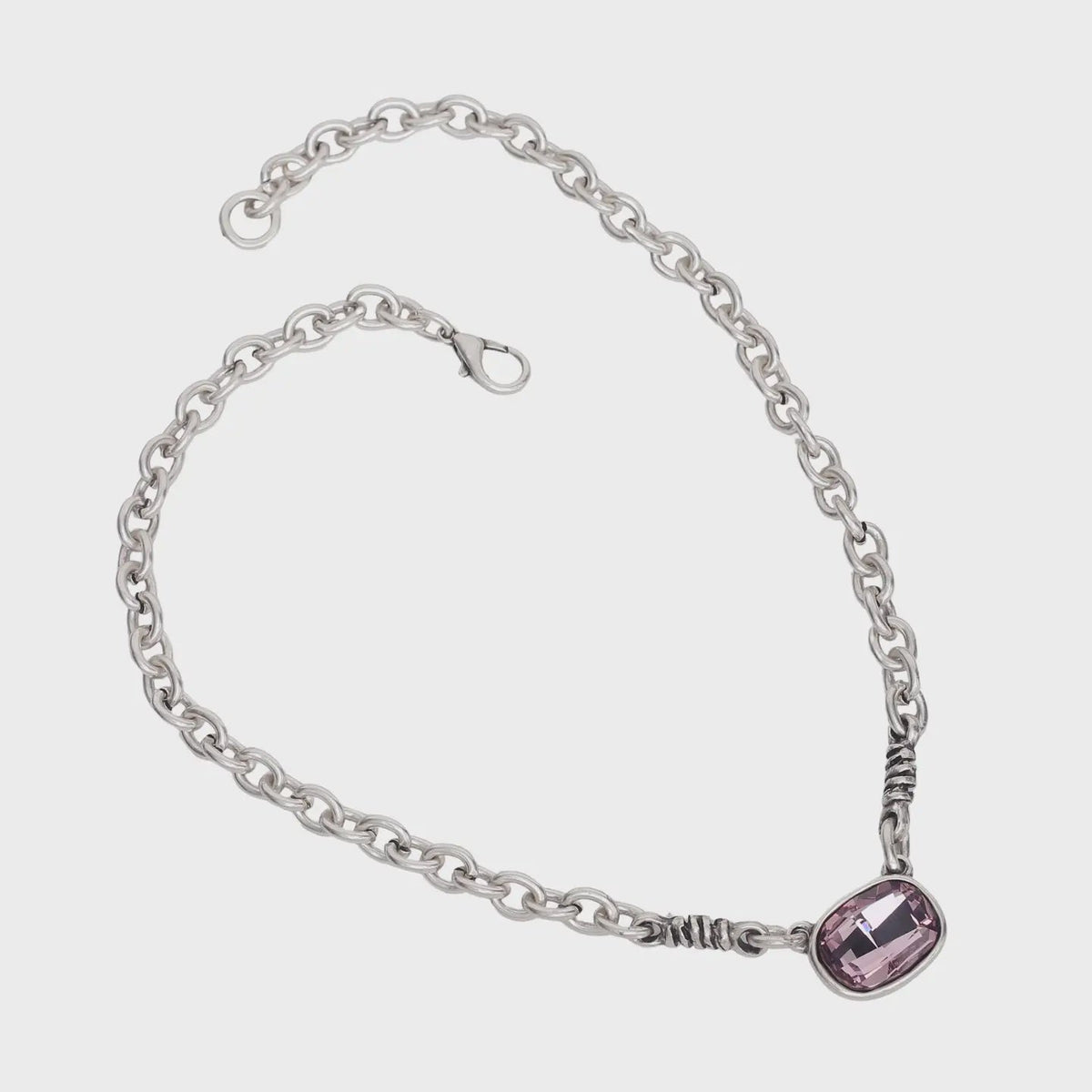 Sweet Pink Crystal Pewter Necklace - Chandeliers Boutique ny