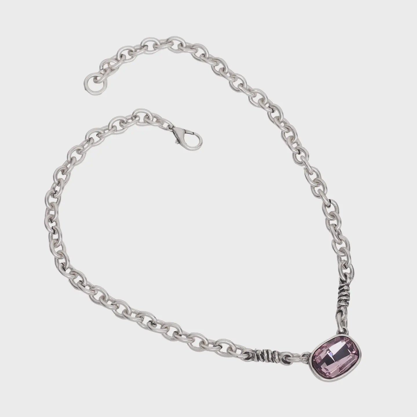 Sweet Pink Crystal Pewter Necklace - Chandeliers Boutique ny