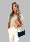 Textured Knit Crew Neck Short Sleeve Pullover - Chandeliers Boutique ny