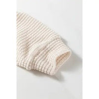 Textured Knit Shoulder Long Sleeve Top - Chandeliers Boutique ny