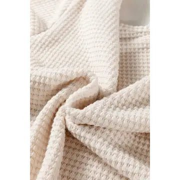 Textured Knit Shoulder Long Sleeve Top - Chandeliers Boutique ny