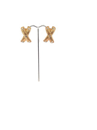 Textured X CZ Stud Earrings - Chandeliers Boutique ny